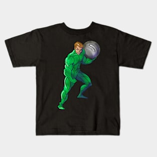 superhero holds a heavy ball Kids T-Shirt